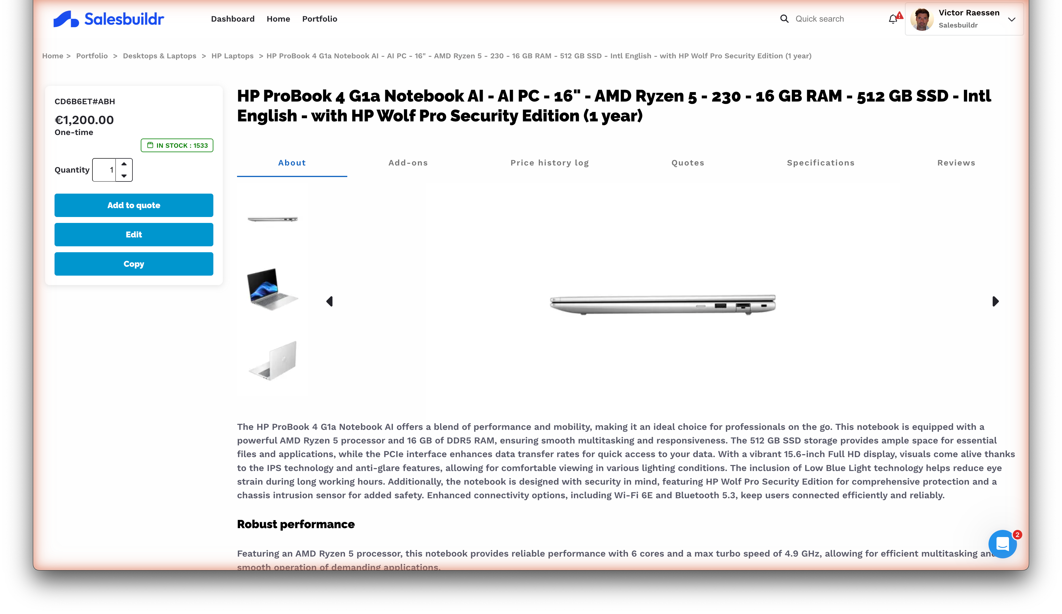 Product detail page