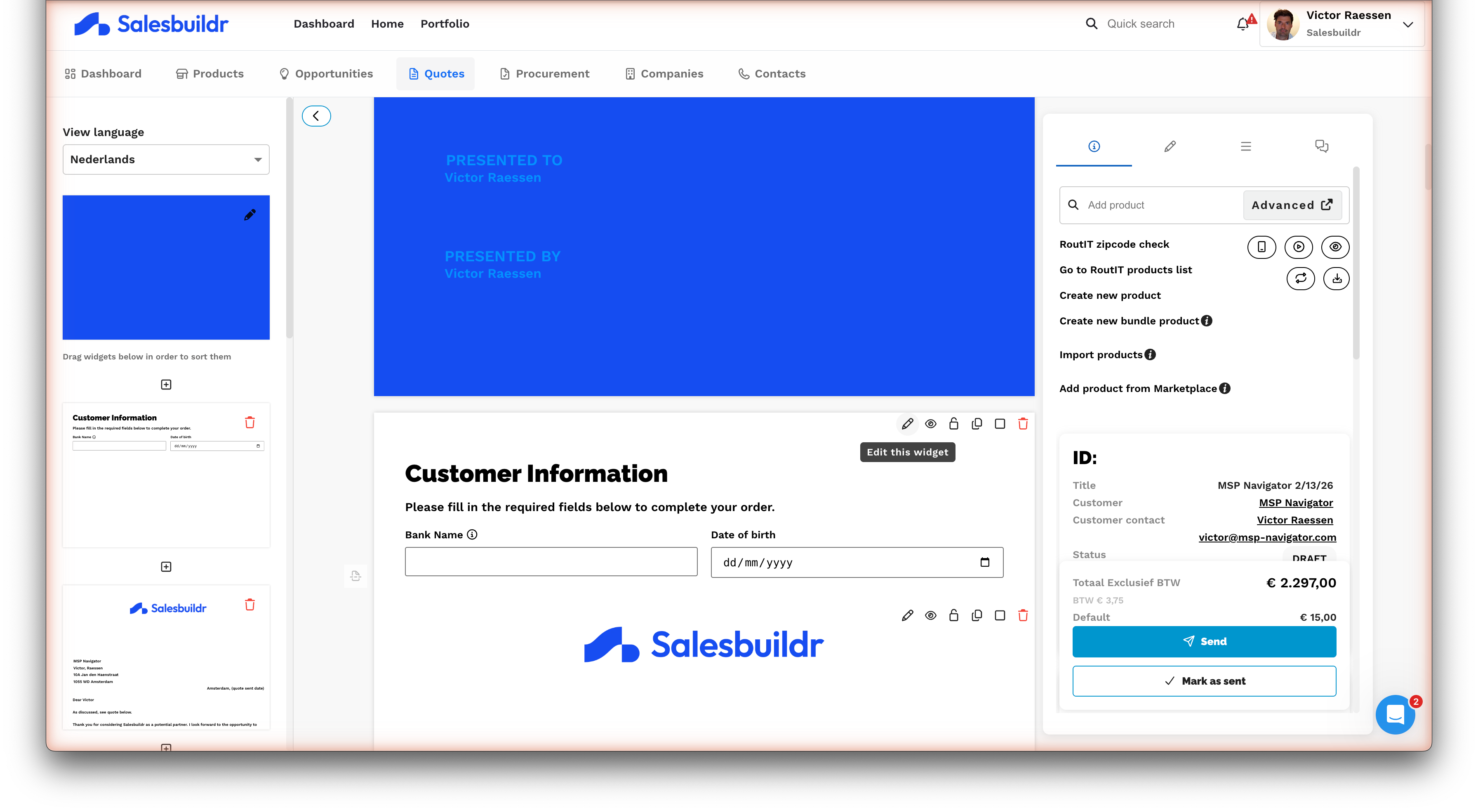 Rendered form preview with Bank Name and Date of birth input fields