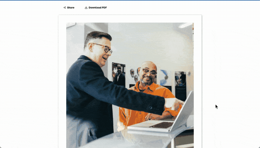 Customer scrolling through the quote presentation page