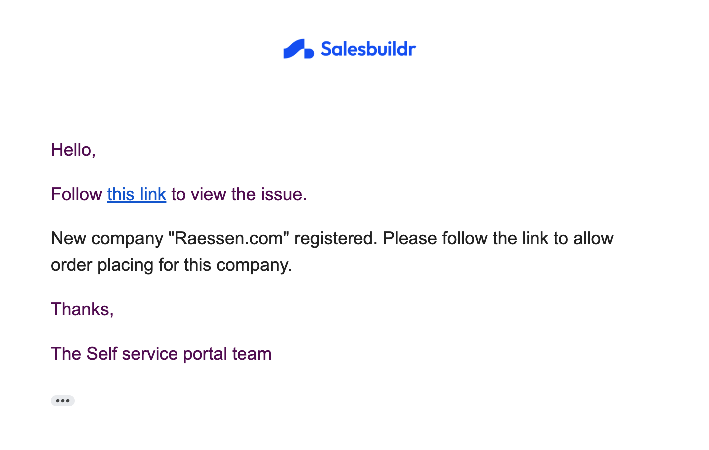 Admin notification email when a new company registers