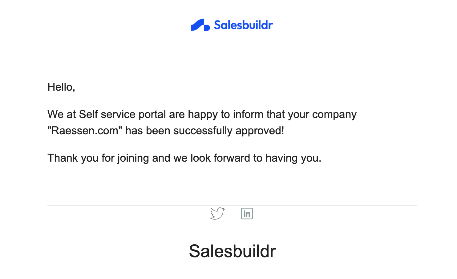 Customer approval confirmation email after admin approves registration