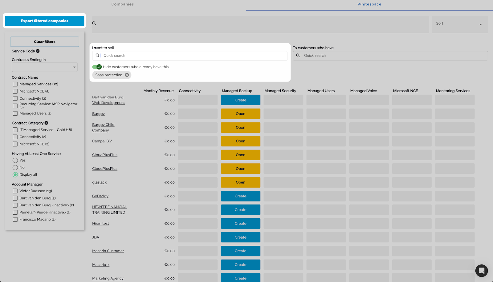 Cell popover with revenue value and Add note button for campaign context
