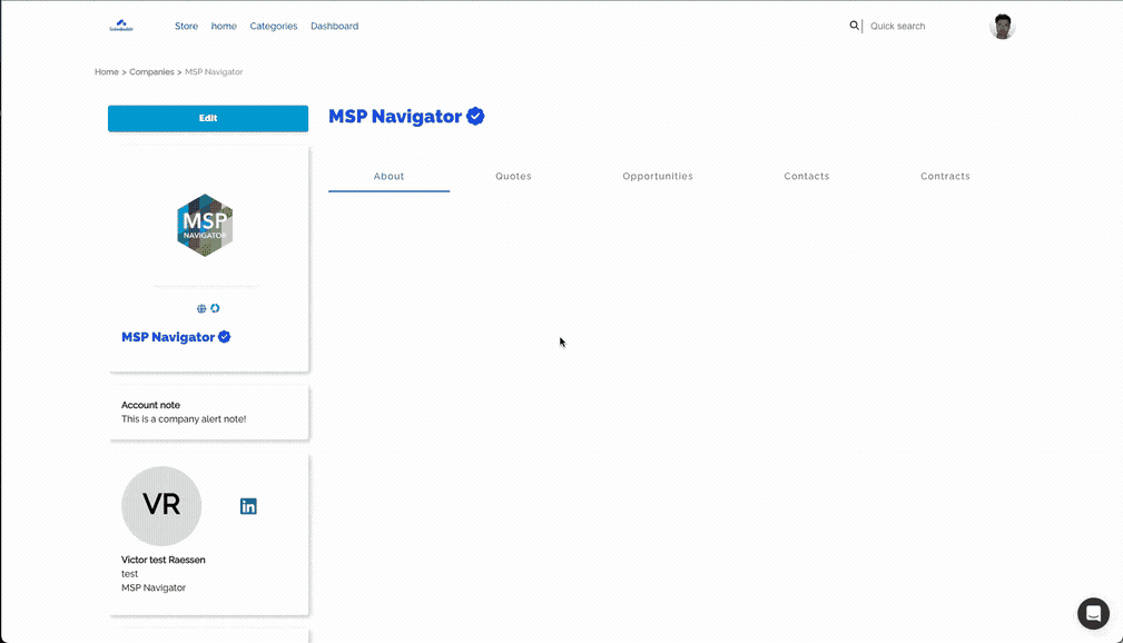 Navigating from company to quote approval workflow