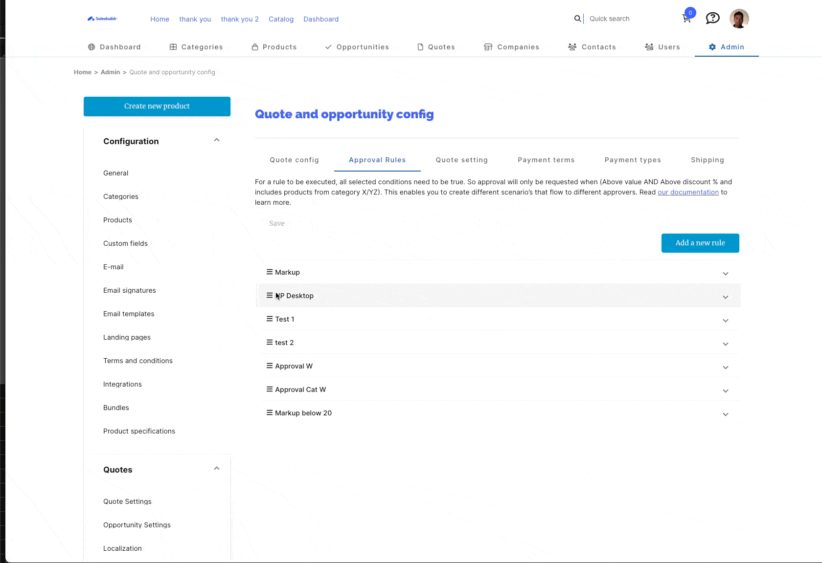 Drag-and-drop ordering of multiple approval rules