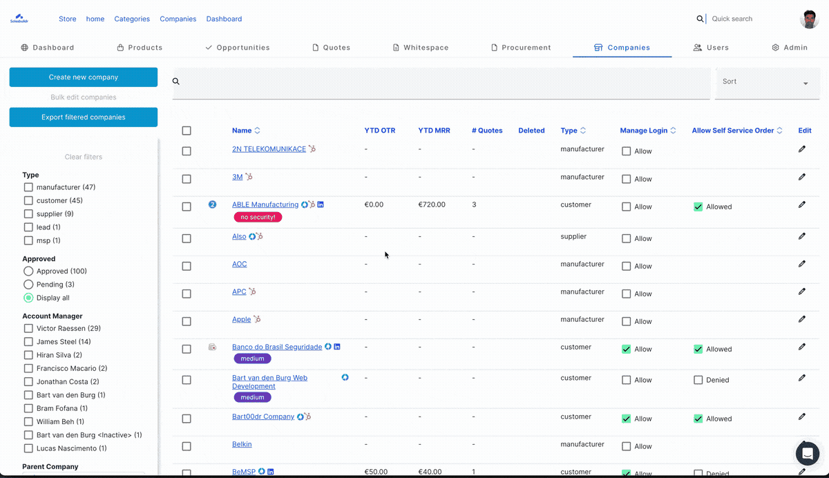 Bidirectional company and contact sync in action